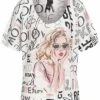 Victoria & Violet Damen Kurzarm Top T-Shirt Mit Nikie Print Weiss -ModeWelt Verkäufe 23080035