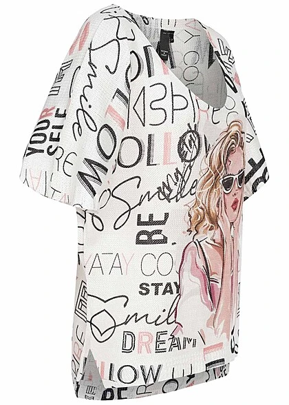 Victoria & Violet Damen Kurzarm Top T-Shirt Mit Nikie Print Weiss 4 Victoria & Violet Damen Kurzarm Top T-Shirt Mit Nikie Print Weiss – Bild 2